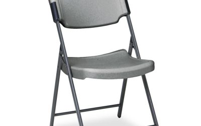 Rough n Ready Commercial Folding Chair, Supports Up to 350 lb, 15.25″ Seat Height, Charcoal Seat, Charcoal Back, Silver Base