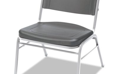 Rough n Ready Wide-Format Big and Tall Stack Chair, Supports 500 lb, 18.5″ Seat Height, Charcoal Seat/Back, Silver Base, 4/CT