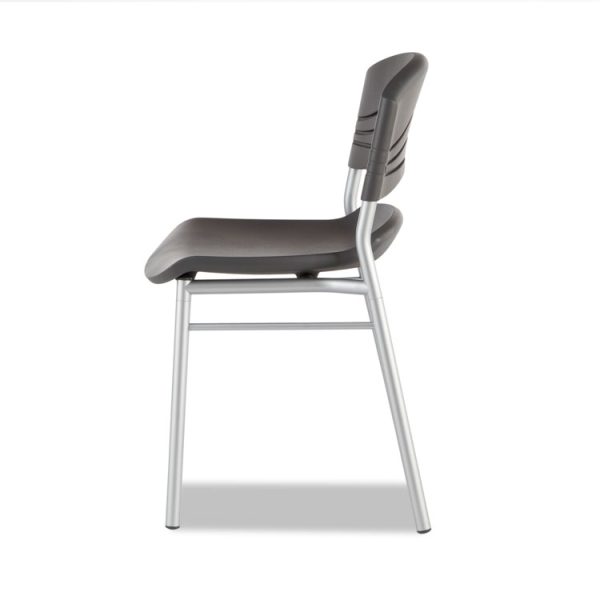 CafeWorks Chair, Supports Up to 225 lb, 18" Seat Height, Graphite Seat/Back, Silver Base, 2/Carton - Image 2