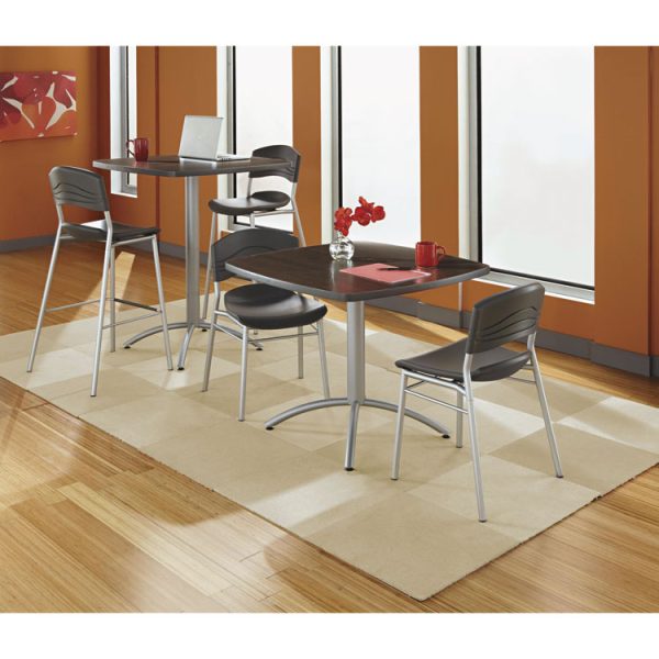 CafeWorks Chair, Supports Up to 225 lb, 18" Seat Height, Graphite Seat/Back, Silver Base, 2/Carton - Image 5