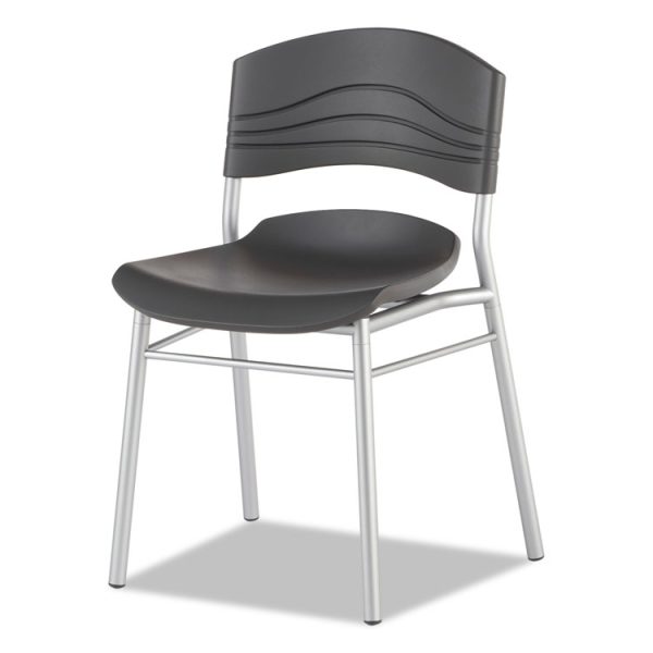 CafeWorks Chair, Supports Up to 225 lb, 18" Seat Height, Graphite Seat/Back, Silver Base, 2/Carton - Image 3