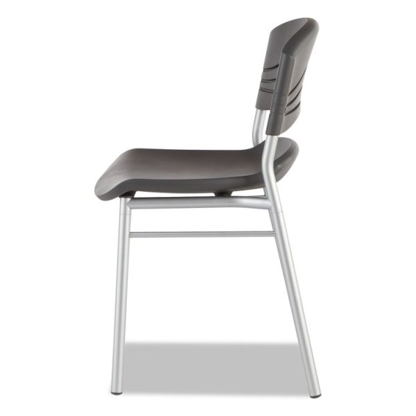 CafeWorks Chair, Supports Up to 225 lb, 18" Seat Height, Graphite Seat/Back, Silver Base, 2/Carton - Image 4