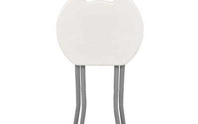 Rough n Ready Folding Stool, Backless, Supports Up to 300 lb, 18″ Seat Height, White Seat, Charcoal Base, 4/Carton