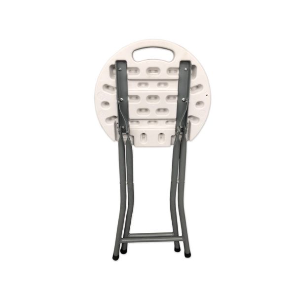Rough n Ready Folding Stool, Backless, Supports Up to 300 lb, 18" Seat Height, White Seat, Charcoal Base, 4/Carton - Image 2