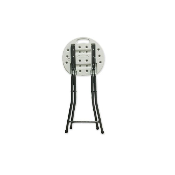 Rough n Ready Folding Stool, Backless, Supports Up to 300 lb, 26" Seat Height, White Seat, Charcoal Base, 4/Carton - Image 2