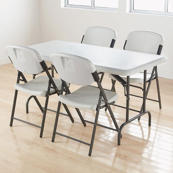 IndestrucTable Industrial Folding Table, Rectangular, 60" x 30" x 29", Platinum - Image 2