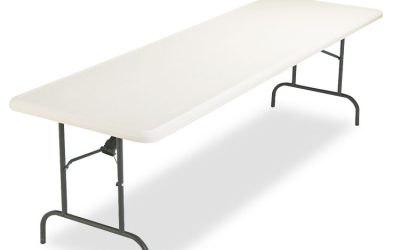 IndestrucTable Industrial Folding Table, Rectangular, 96″ x 30″ x 29″, Platinum