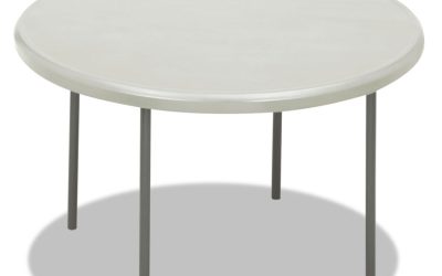 IndestrucTable Classic Folding Table, Round, 48″ x 29″, Platinum
