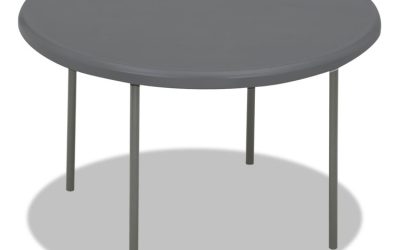 IndestrucTable Classic Folding Table, Round, 48″ x 29″, Charcoal