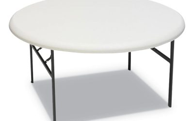 IndestrucTable Classic Folding Table, Round, 60″ x 29″, Platinum