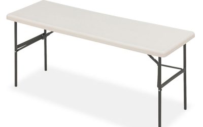 IndestrucTable Classic Folding Table, Rectangular, 72″ x 24″ x 29″, Platinum