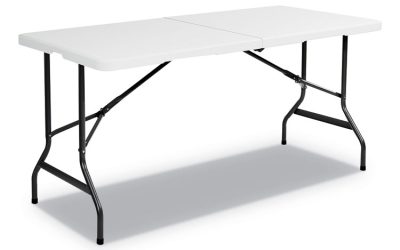 IndestrucTable Classic Bi-Folding Table, Rectangular, 60″ x 30″ x 29″, Platinum