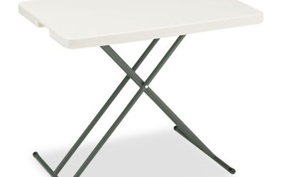 IndestrucTable Classic Personal Folding Table, 30″ x 20″ x 25″ to 28″, Platinum/Gray