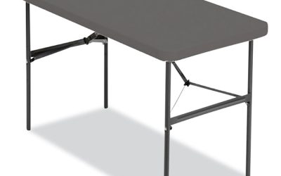 IndestrucTable Commercial Folding Table, Rectangular, 48″ x 24″ x 29″, Charcoal Top, Charcoal Base/Legs