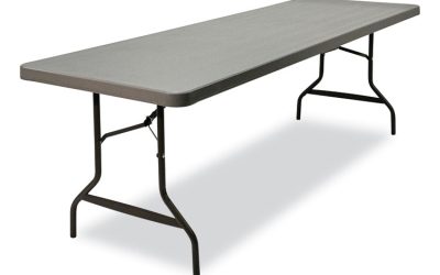 IndestrucTable Commercial Folding Table, Rectangular, 96″ x 30″ x 29″, Charcoal Top, Charcoal Base/Legs