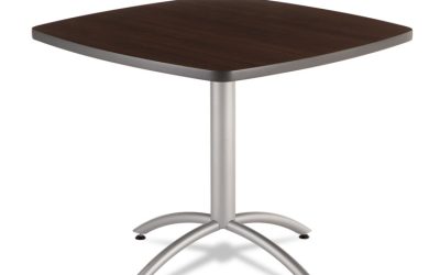 CafeWorks Cafe-Height Table, Square, 36″ x 36″ x 30″, Walnut/Silver