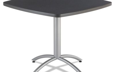 CafeWorks Cafe-Height Table, Square, 36″ x 36″ x 30″, Graphite Granite/Silver