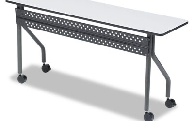 OfficeWorks Mobile Training Table, Rectangular, 60″ x 18″ x 29″, Gray/Charcoal
