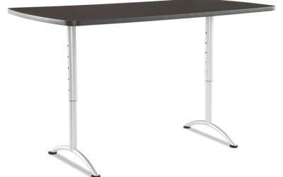 ARC Adjustable-Height Table, Rectangular, 36″ x 72″ x 30 to 42″, Gray Walnut Top, Silver Base