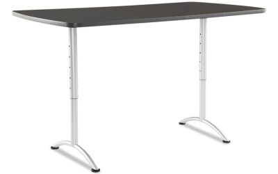 ARC Adjustable-Height Table, Rectangular, 36″ x 72″ x 30″ to 42″, Graphite Top, Silver Base