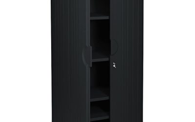 Rough n Ready Storage Cabinet, Four-Shelf, 36w x 22d x 72h, Black
