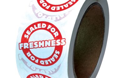 Tamper Seal Label, 2″ Dia, Red/white, 500/roll, 4 Rolls/carton