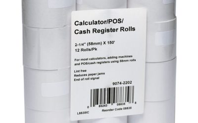 Impact Bond Paper Rolls, 2.25″ X 150 Ft, White, 12/pack