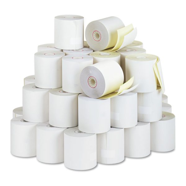 Impact Printing Carbonless Paper Rolls, 3" X 90 Ft, White/canary, 50/carton - Image 2