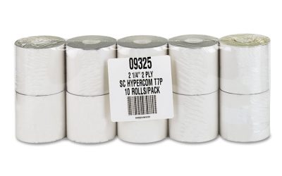 Impact Printing Carbonless Paper Rolls, 2.25″ X 70 Ft, White/canary, 10/pack