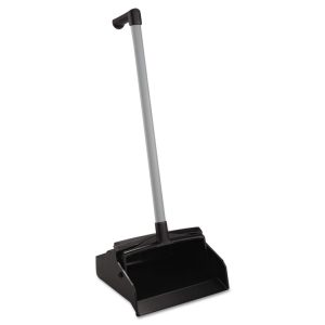 Lobbymaster Plastic Lobby Dustpan, 12w X 32h, Plastic, Black Pan/white Handle, 6/carton