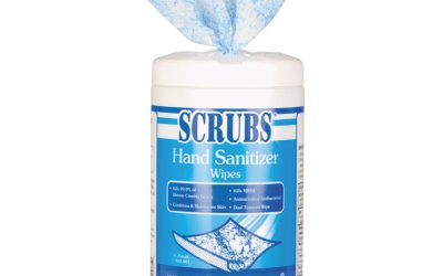Hand Sanitizer Wipes, 1-Ply, 6 x 8, Unscented, Blue/White, 85/Canisters, 6 Canisters/Carton