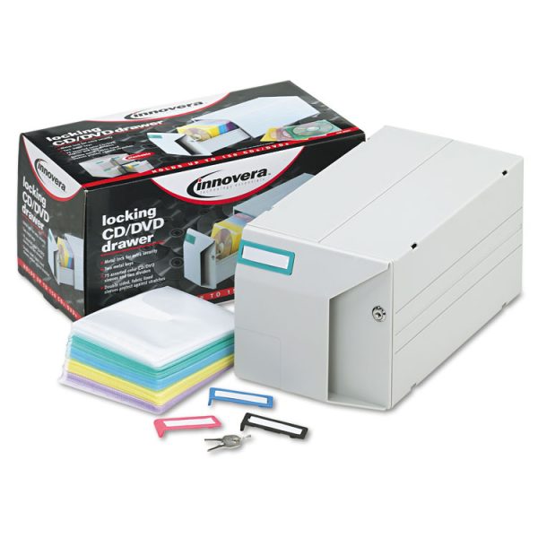 Cd/dvd Storage Drawer, Holds 150 Discs, Light Gray - Image 3
