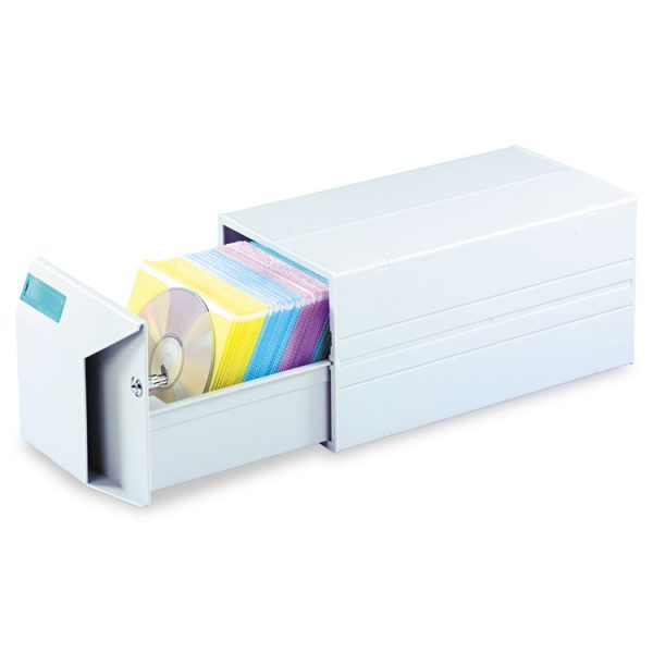 Cd/dvd Storage Drawer, Holds 150 Discs, Light Gray - Image 7