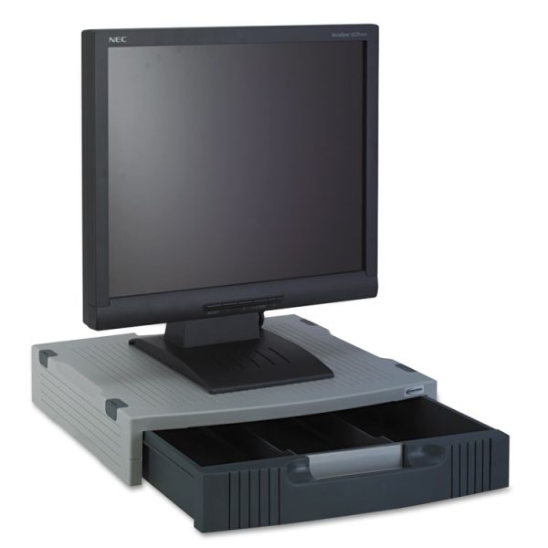 Basic Lcd Monitor/printer Stand, 15" X 11" X 3", Charcoal Gray/light Gray - Image 3