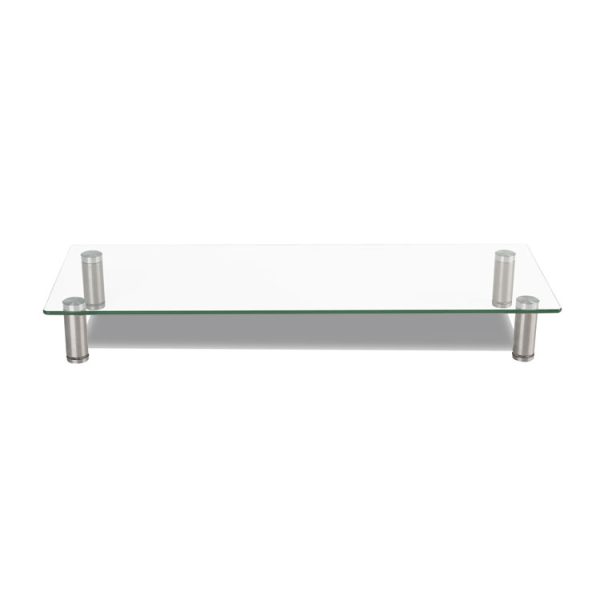 Adjustable Tempered Glass Monitor Riser, 22.75" X 8.25" X 3" To 3.5", Clear/silver - Image 2