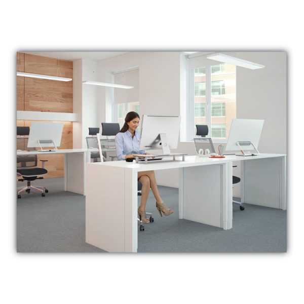 Adjustable Tempered Glass Monitor Riser, 22.75" X 8.25" X 3" To 3.5", Clear/silver - Image 6