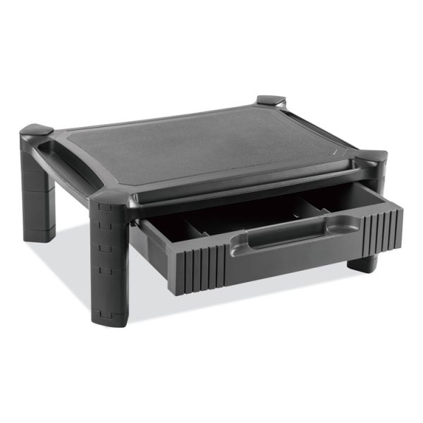 Large Monitor Stand With Cable Management And Drawer, 18.38" X 13.63" X 5", Black - Image 3