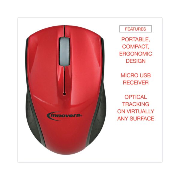 Mini Wireless Optical Mouse, 2.4 Ghz Frequency/30 Ft Wireless Range, Left/right Hand Use, Red/black - Image 5