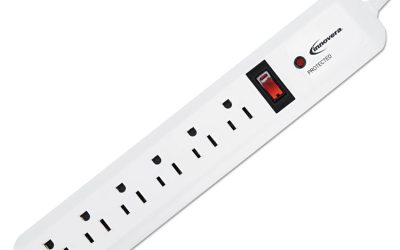Surge Protector, 6 AC Outlets, 4 ft Cord, 540 J, White