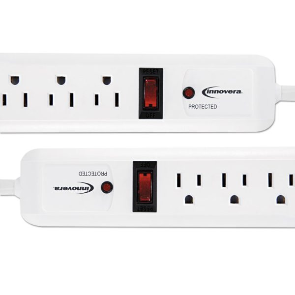 Surge Protector, 6 AC Outlets, 4 ft Cord, 540 J, White, 2/Pack - Image 2