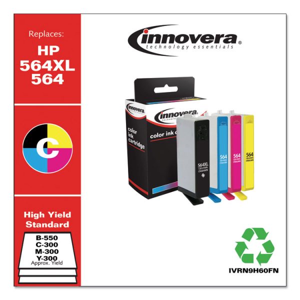 Remanufactured Black/Cyan/Magenta/Yellow Ink, Replacement for 564XL/564 (N9H60FN), 550/300 Page-Yield - Image 2