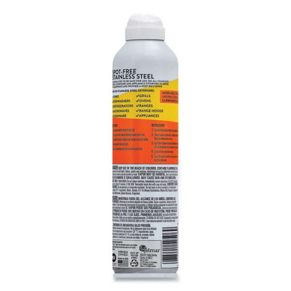 Spot-Free Stainless Steel Cleaner, Citrus, 12 Oz Can, 6/carton - Image 2