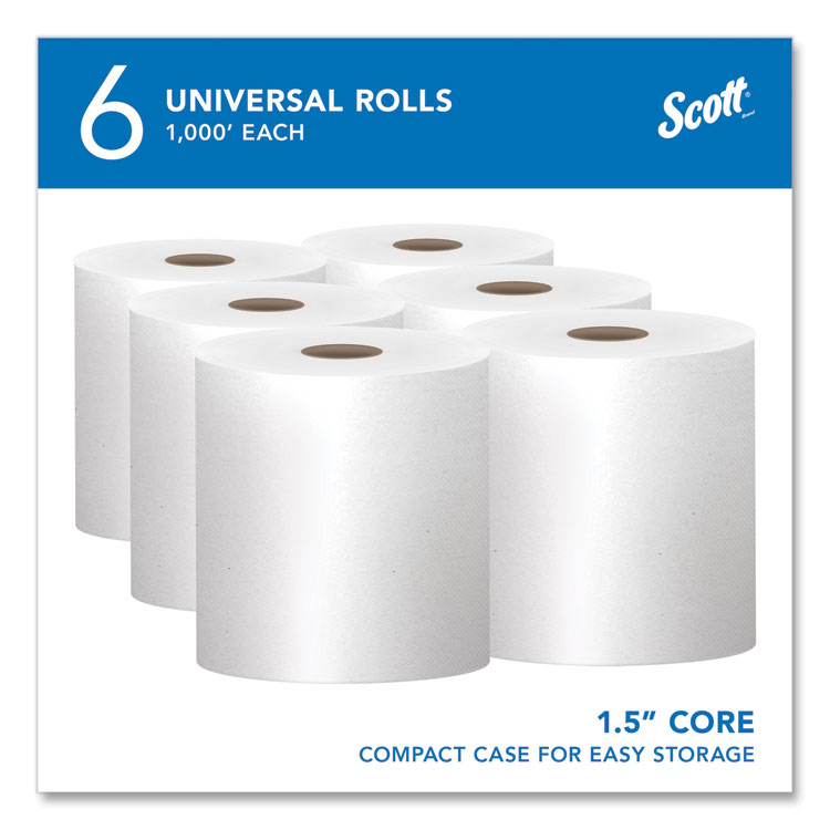 Essential High Capacity Hard Roll Towels for Business, 1-Ply, 8" x 1,000 ft, 1.5" Core, Recycled, White, 6 Rolls/Carton - Image 2