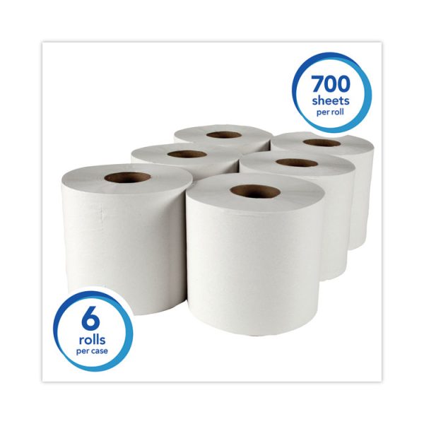 Essential Roll Center-Pull Towels, 1-Ply, 8 x 12, White, 700/Roll, 6 Rolls/Carton - Image 2