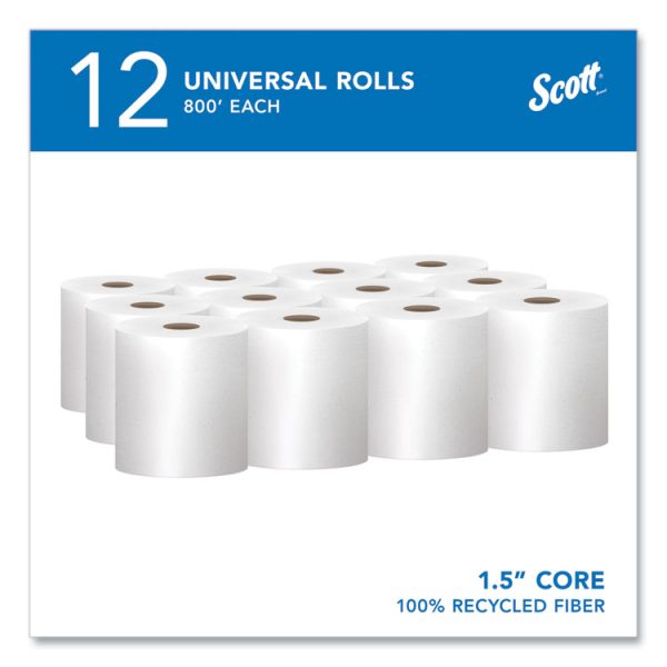 Essential 100% Recycled Fiber Hard Roll Towel, 1-Ply, 8" x 800 ft, 1.5" Core, White, 12 Rolls/Carton - Image 2