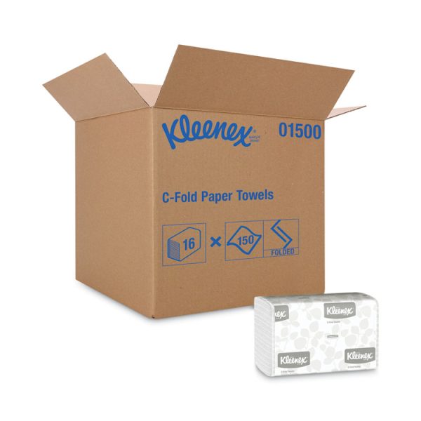 C-Fold Paper Towels, 1-Ply, 10.13 x 13.15, White, 150/Pack, 16 Packs/Carton