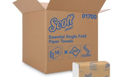 Essential Single-Fold Towels, Absorbency Pockets, 9.3 x 10.5, 250/Pack, 16 Packs/Carton