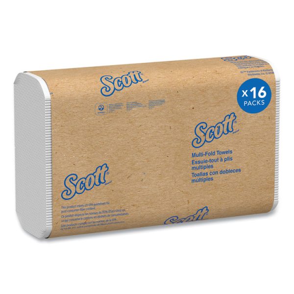 Essential Multi-Fold Towels 100% Recycled, 1-Ply, 9.2  x 9.4, White, 250/Pack, 16 Packs/Carton