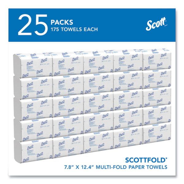 Pro Scottfold Towels, 1-Ply, 7.8 x 12.4, White, 175 Towels/Pack, 25 Packs/Carton - Image 2