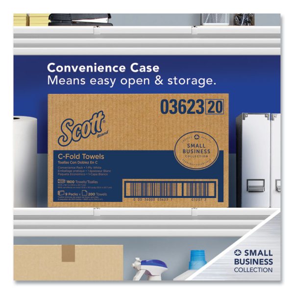 Essential C-Fold Towels for Business, Convenience Pack, 1-Ply, 10.13 x 13.15, White, 200/Pack, 9 Packs/Carton - Image 7